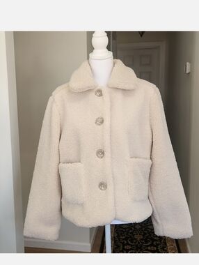 Mark Edwards Studio Cream Teddy Jacket - Soft Sherpa Coat - Size L
